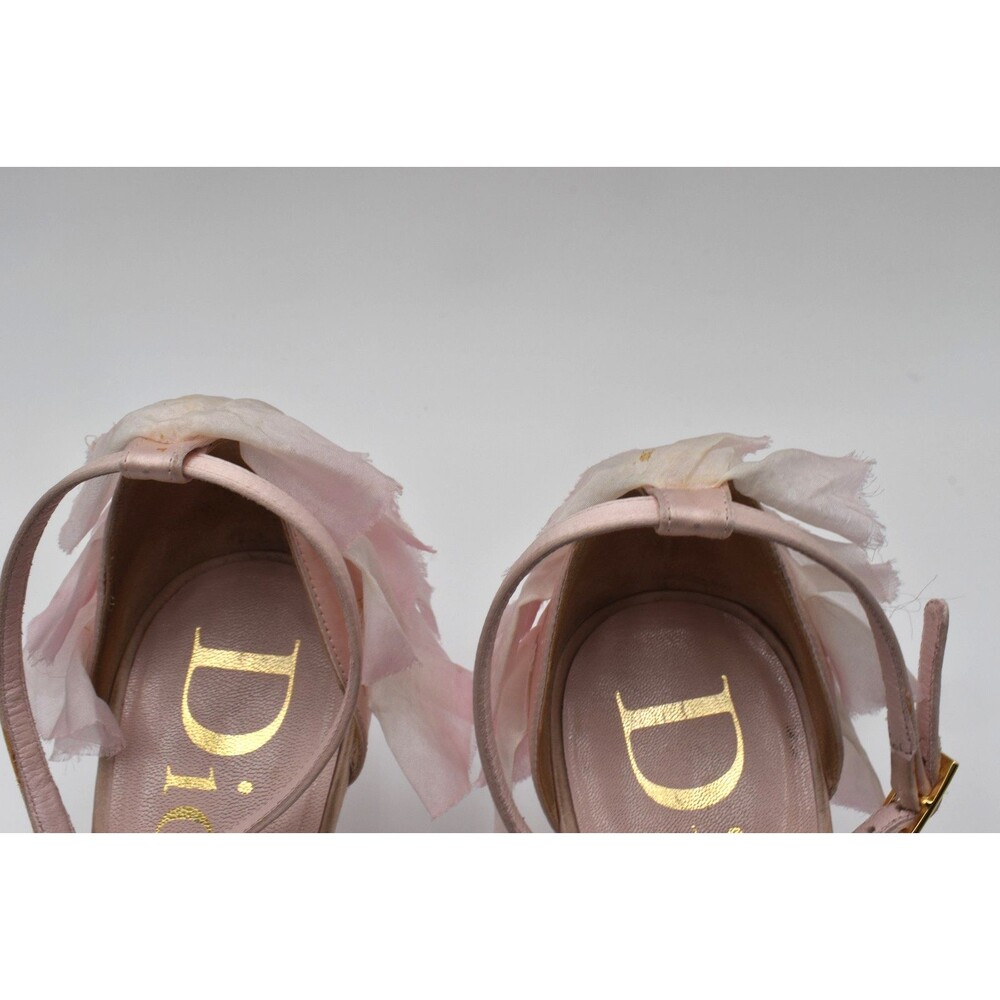 Vintage Dior John Galliano Pink Satin Chiffon Ruffle Sandal Heels 38.5 Y2K - Picture 16 of 16